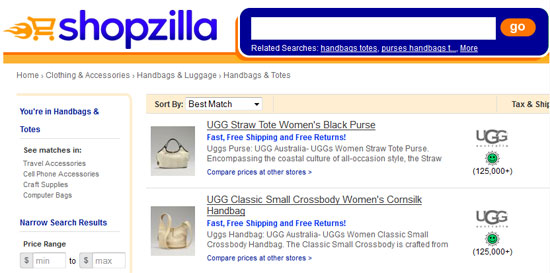 Shopzilla comparison shopping engines