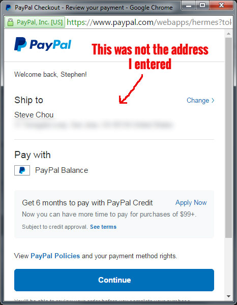 paypal screen