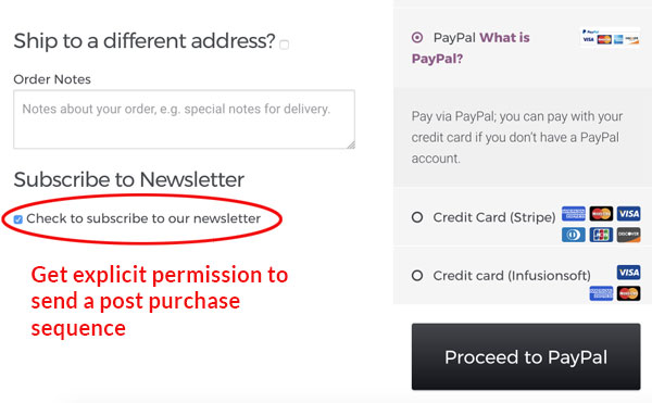 post purchase checkbox