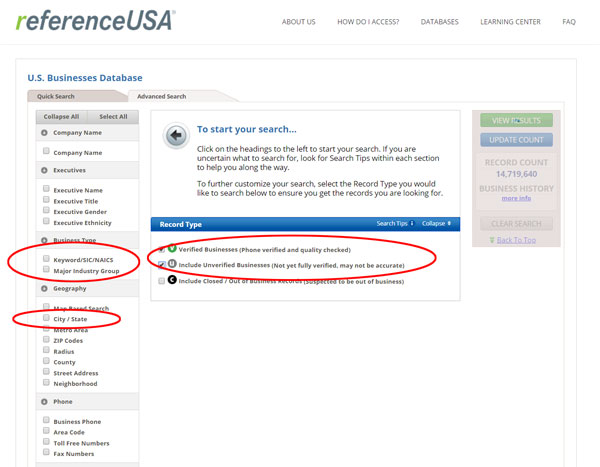 Reference USA example