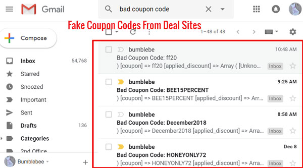 Fake Coupon Codes