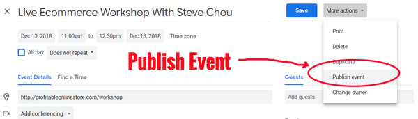 publish your event