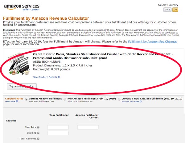 amazon fba fee calculator
