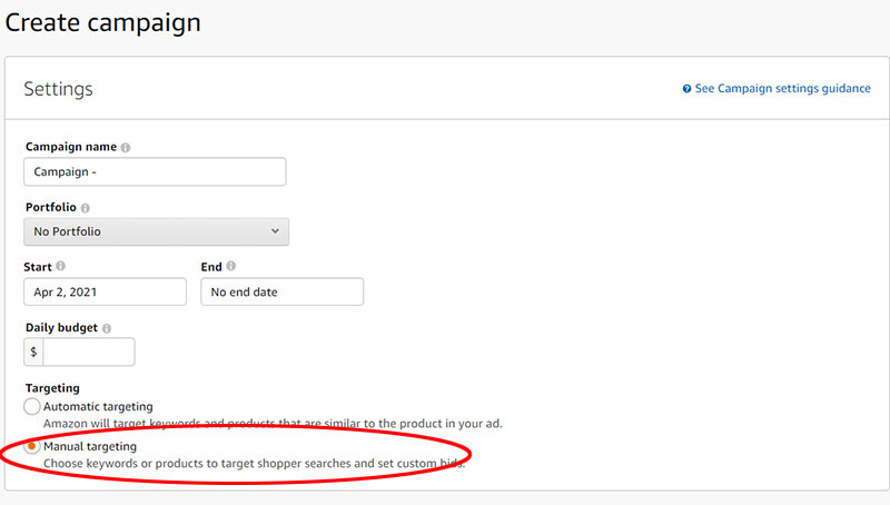 Amazon PPC Manual Campaign