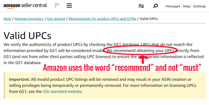 Amazon UPC Code Requirement