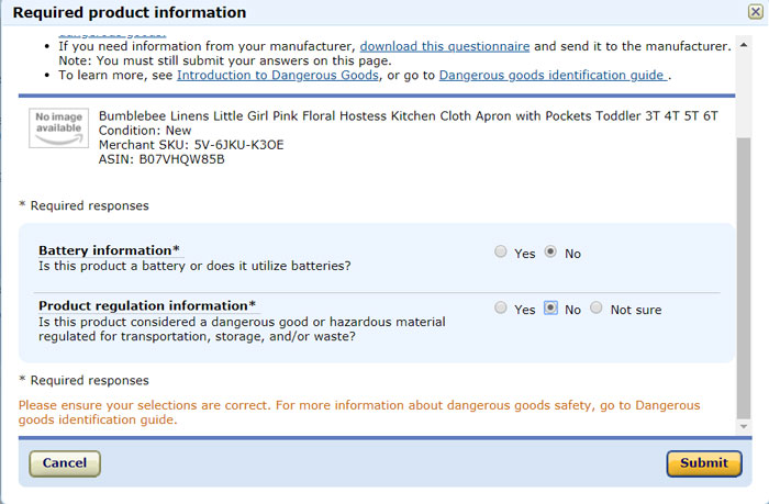 Dangerous goods survey