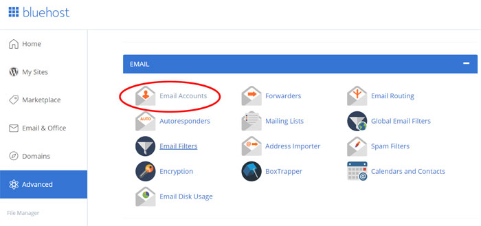 Bluehost Email Accounts