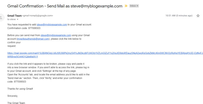 Gmail Confirmation