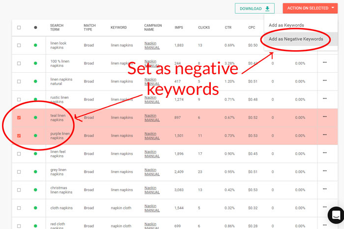 Negative Keywords