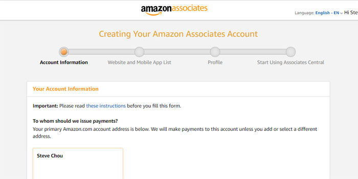 Amazon Associates Signup