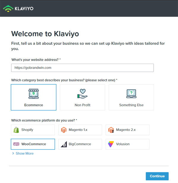 Klaviyo Onboarding URL