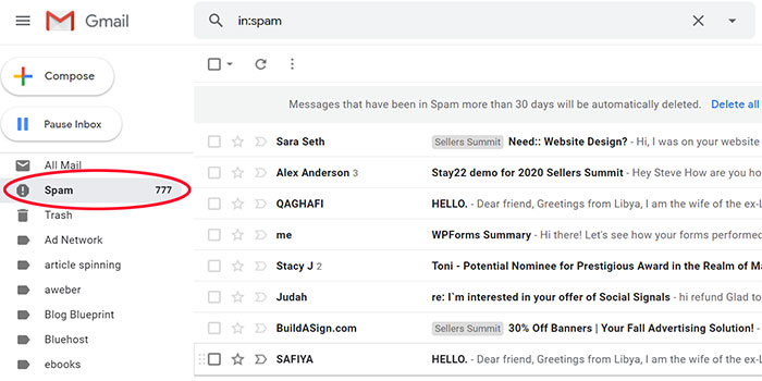 Spam Folder