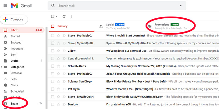 gmail spam folder missing