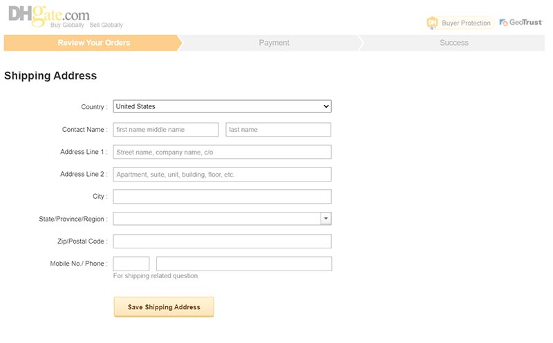 DHGate Checkout