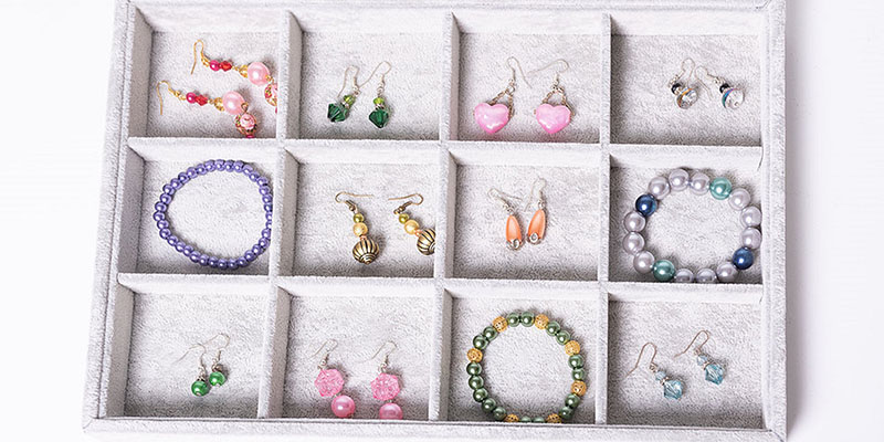Jewelry box with different types of earrings