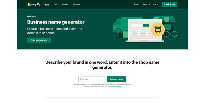 Shopify business name generator