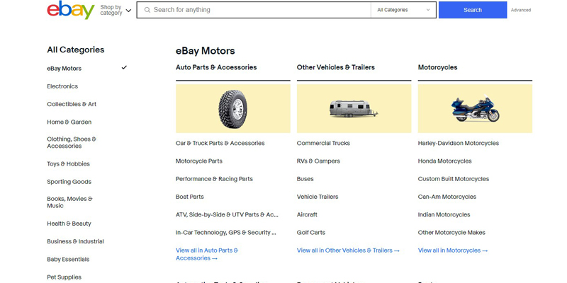 eBay categories