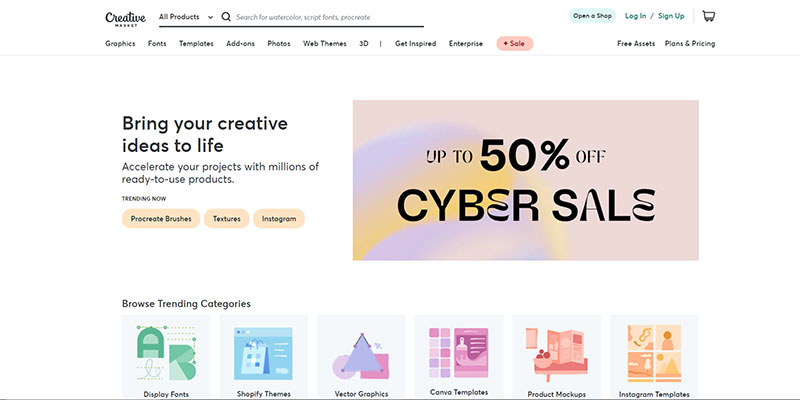 Creative Market homepage