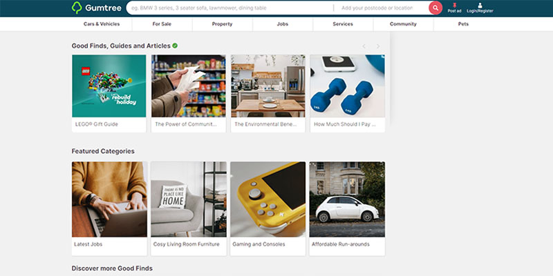 Gumtree homepage