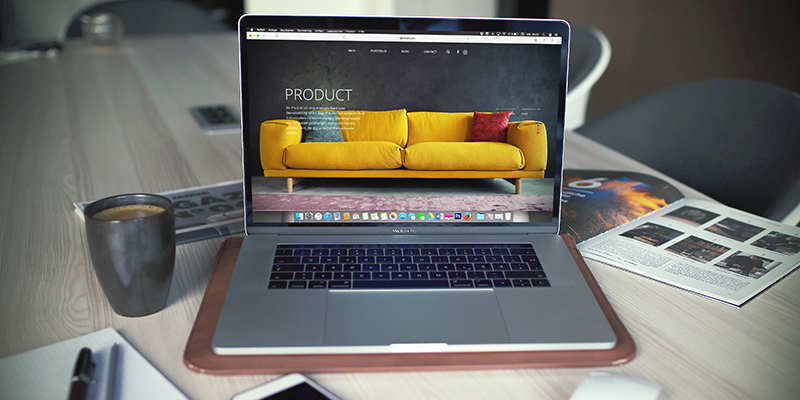 Laptop displaying an online store webpage
