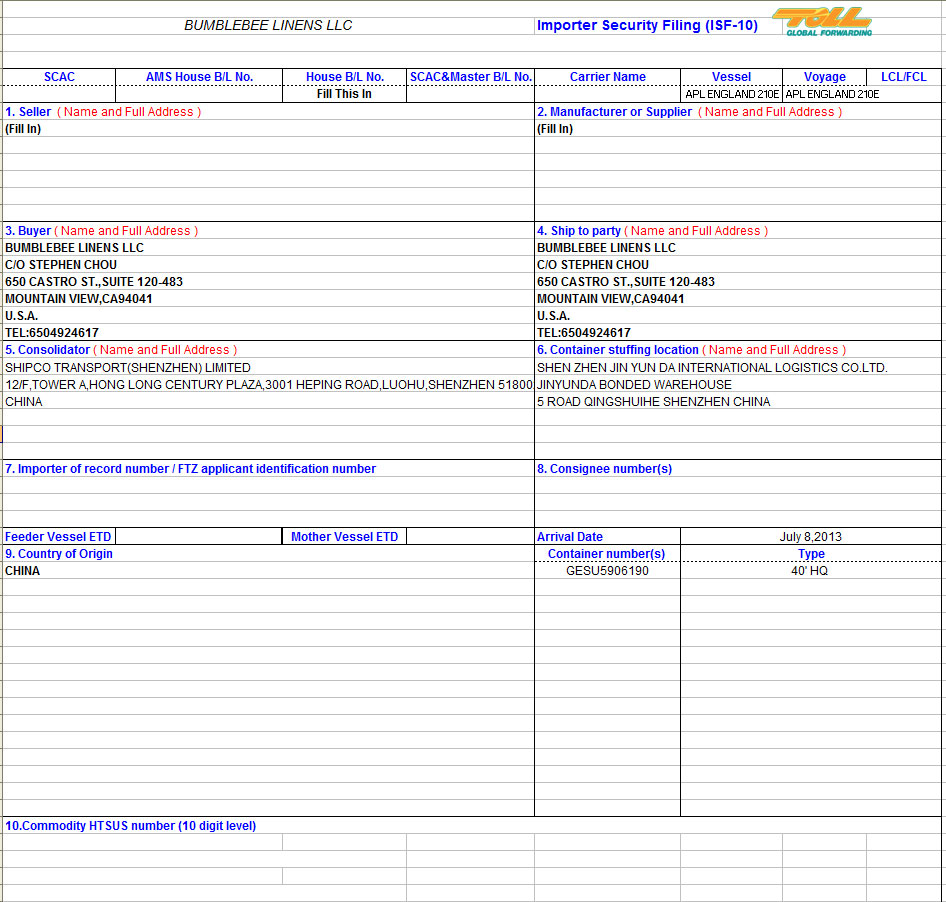 ISF Form