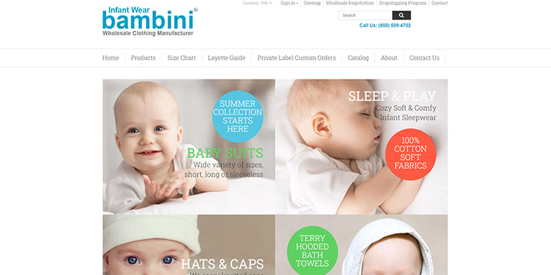 Bambini Infant Wear homepage