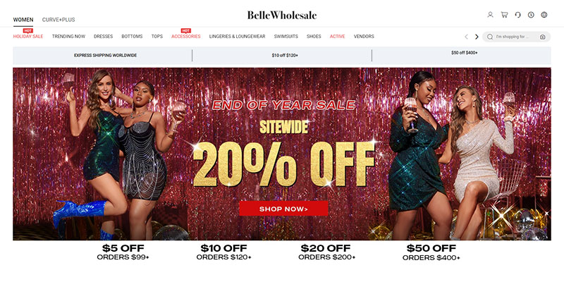 BelleWholesale homepage