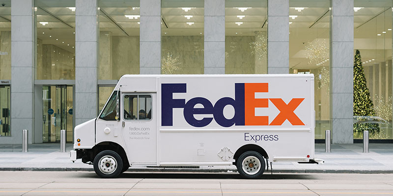 FedEx van outside a building