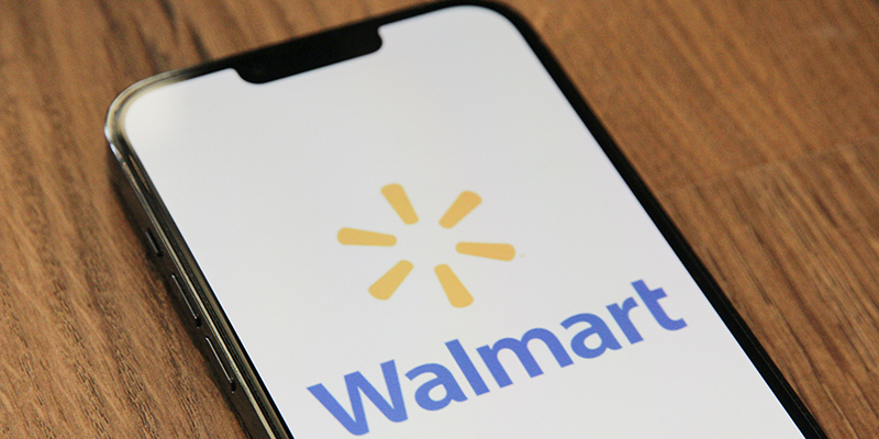 Walmart logo on a cellphone screen