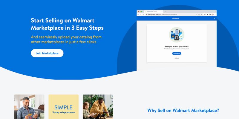 screenshot of Walmart Marketplace landing page