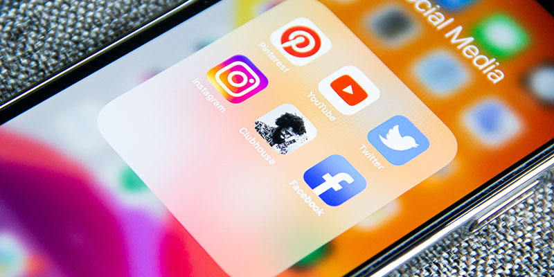 Social media platforms icons on an iPhone