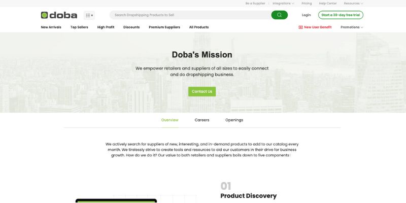 screenshot of Doba mission statement