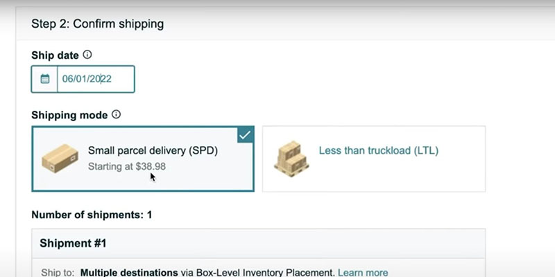 Shipping mode in Confirm Shipping stage