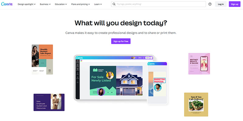 Canva homepage