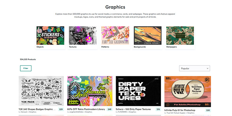 Graphics page on Creative Market