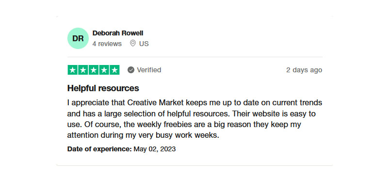  Creative Market review on Trustpilot