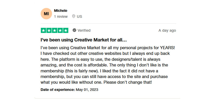  Creative Market review on Trustpilot