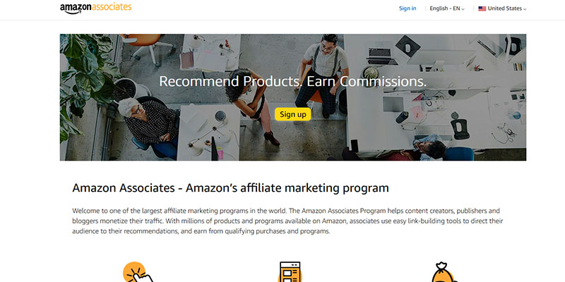 Amazon Associates program page