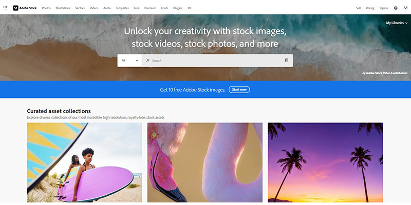 Adobe Stock homepage