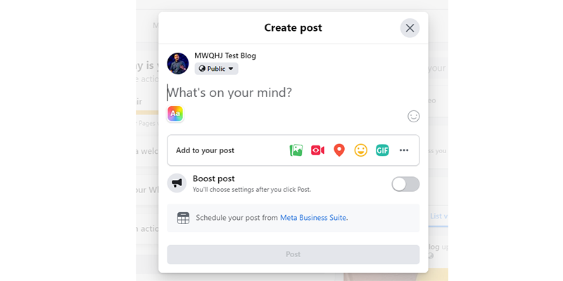 Create a post on Facebook