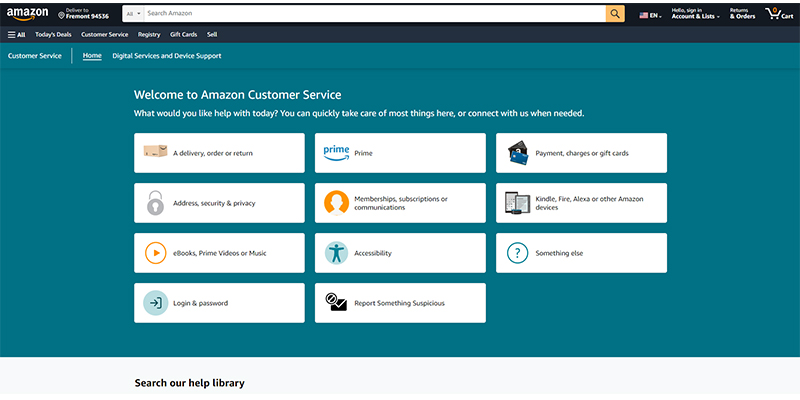 Amazon help page