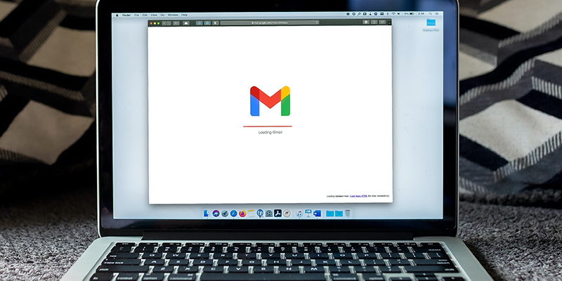 A laptop displaying a Gmail account