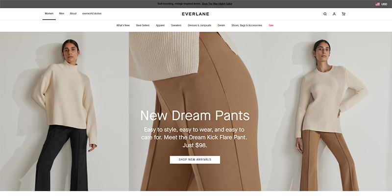 Everlane homepage