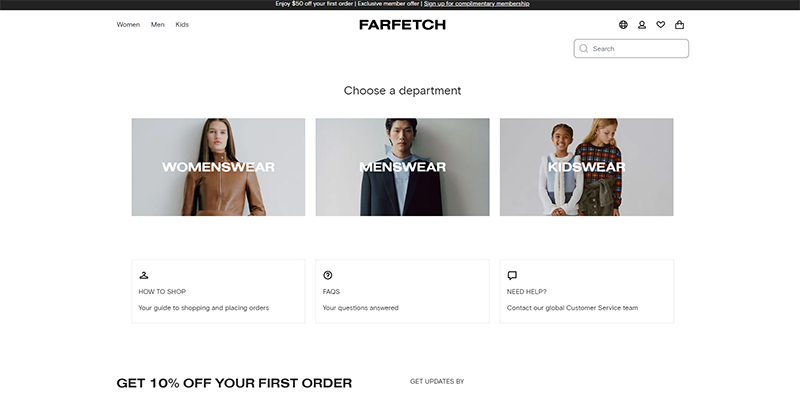 Farfetch homepage