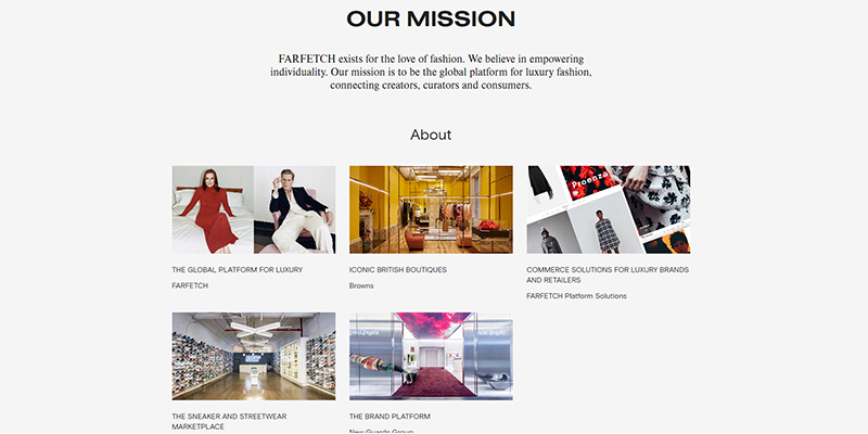 Farfetch mission page