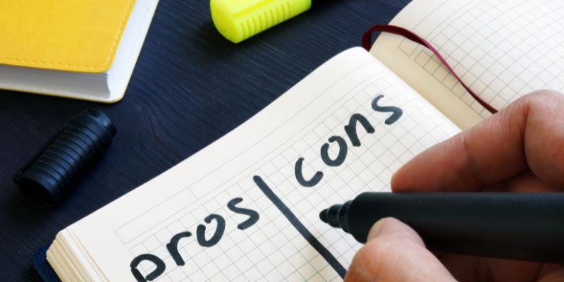 pros and cons list in a notebook