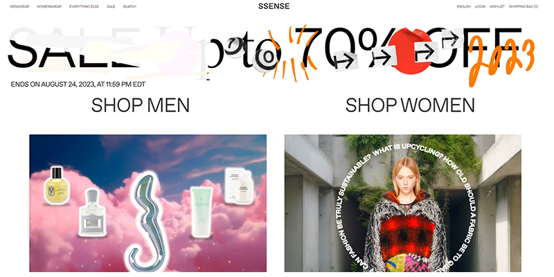 SSENSE homepage