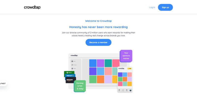 screenshot of crowdtap homepage