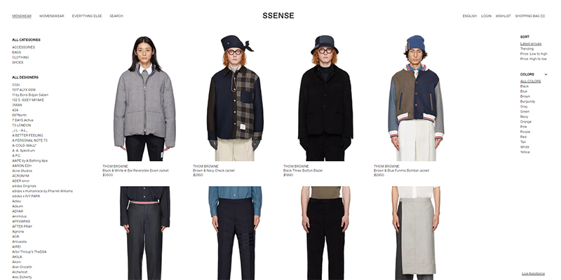 SSense men's products