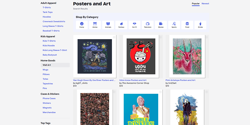 TeePublic Posters and Art page